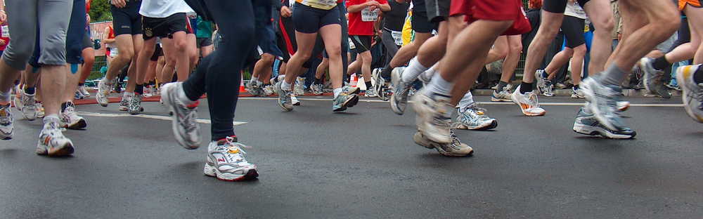 Marathonlauf aus Froschperspektive